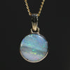 Natural opal ocean shore 10k gold pendant