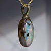 Natural Australian Boulder Opal and Diamond Gold Pendant .