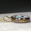 Natural Australian Boulder Opal and Diamond Gold Pendant .