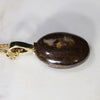 Natural Australian Boulder Opal and Diamond Gold Pendant .