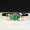 Natural black opal mysterious 18k gold ring