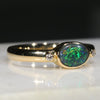 Natural Australian Black Opal and Diamond 18K Gold Ring -Size 7