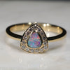 Australian Solid Boulder Opal and Diamond Gold Ring -Size 6.25