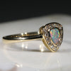 Australian Solid Boulder Opal and Diamond Gold Ring -Size 6.25