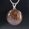 Australian Boulder Opal Silver Loop Pendant with Silver Chain