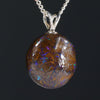 Australian Boulder Opal Silver Loop Pendant with Silver Chain