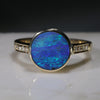 Natural Australian Opal and Diamond Gold Ring  Size 7.5