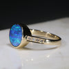 Natural Australian Opal and Diamond Gold Ring  Size 7.5