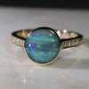 natural Australian Boulder Opal Gold and Diamond Ring