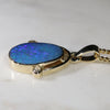 Natural Australian Boulder  Opal  and Diamond Gold Pendant