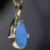 Natural Australian Boulder  Opal  and Diamond Gold Pendant