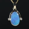 Natural opal blue ocean gold diamond pendant