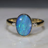 Natural  Opal an Green and Blue Opal Ringd Diamond Gold Ring UK 