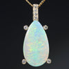 10k Gold Natural Australian Solid Opal and diamond Pendant