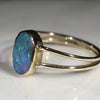 Natural Australian Boulder Opal Gold Ring - Size 5.5