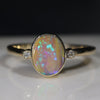 Natural Australian Boulder Opal & Diamond Gold Ring - Size 7