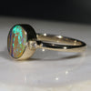 Natural Australian Boulder Opal & Diamond Gold Ring - Size 7