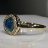Natural Australian Black Opal and Diamond Gold Ring -Size 7.25