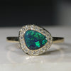 Natural Australian Black Opal and Diamond Gold Ring -Size 7.25