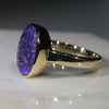 Natural Australian Blue Boudler Opal Gold Ring - Size 9