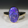 Natural Australian Blue Boudler Opal Gold Ring - Size 9