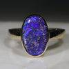 Natural Australian Blue Boudler Opal Gold Ring - Size 9