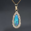 Natural Australian Boulder Opal and Diamond 18k Gold Pendant
