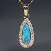 Natural Australian Boulder Opal and Diamond 18k Gold Pendant