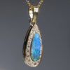 Natural Australian Boulder Opal and Diamond 18k Gold Pendant