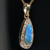 Natural Australian Boulder Opal and Diamond 18k Gold Pendant