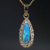 Natural opal rain drop gold pendant