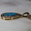 Natural Australian Boulder Opal and Diamond 18k Gold Pendant