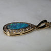 Natural Australian Boulder Opal and Diamond 18k Gold Pendant