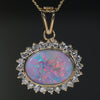 Natural Australian Opal Gold Pendant with Diamonds
