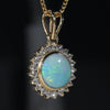 10k Gold and Diamonds Solid Opal Pendant Side View