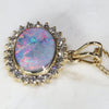 10k Gold Opal Pendant with Diamonds Side View