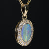 Natural  Australian Boulder  Opal  and Diamond Gold Pendant