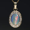 Natural opal bright rainbow gold pendant