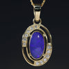 Natural opal rich blue gold pendant