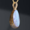 Natural Australian Boulder Opal and Diamond Gold Pendant