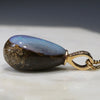Natural Australian Boulder Opal and Diamond Gold Pendant