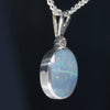 Natural Australian Boulder Opal and Diamond Silver Pendant with Silver Chain