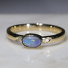 Natural Australian Boulder Opal and Diamond Gold Ring Size 6.25