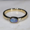 Natural Australian Boulder Opal and Diamond Gold Ring Size 6.25