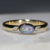 Natural Australian Boulder Opal and Diamond Gold Ring Size 6.25