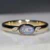 Natural Australian Boulder Opal and Diamond Gold Ring Size 6.25