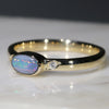 Natural Australian Boulder Opal and Diamond Gold Ring Size 6.25