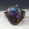 Natural opal earth silver ring