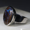 Australian Solid Boulder Opal Matrix Silver Ring - Size 9