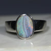 Australian Solid Boulder Opal Silver Ring - Size 7.5